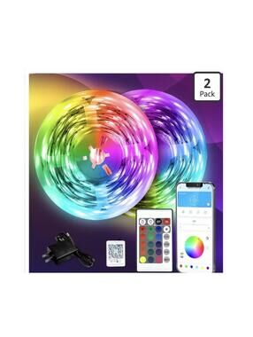 DAYBETTER LED Strip Lights 130ft RGB with Remote and 24V Power Supply - 2 Pack